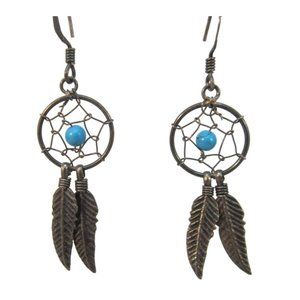 Sterling Silver Turquoise Dream Catcher Pierced earrings